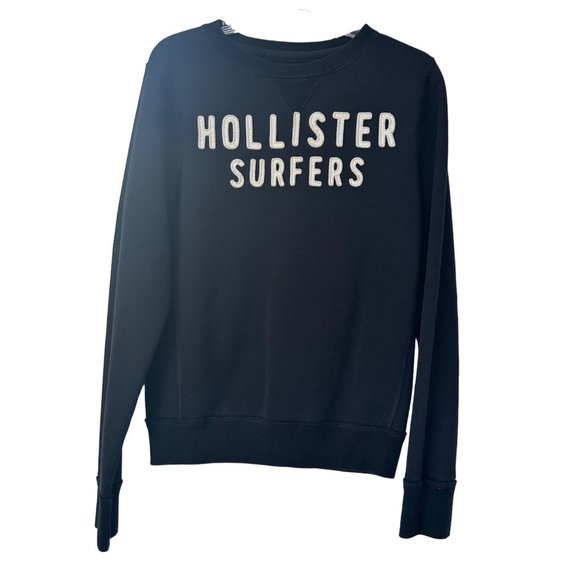 Hollister Black Pullover Sweatshirt With White Logo Size Medium - Picture 1 of 5